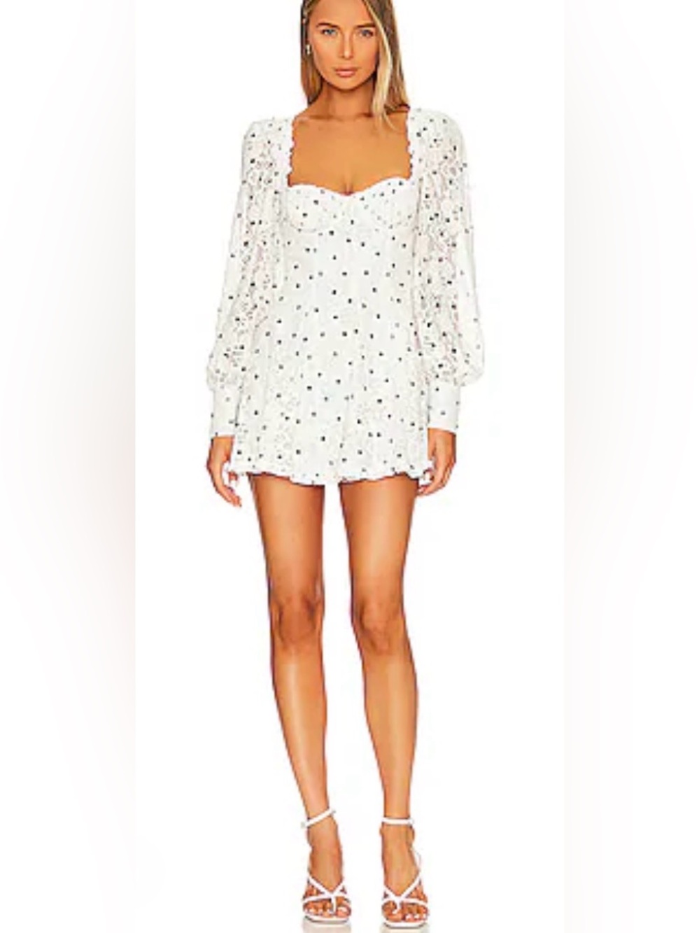For Love and Lemons Donna Long Sleeve Lace Mini Dress puff sleeve size XS